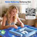 Mahjong Mat for Table with Carrying Bag, 32.4" x 32.4" Non-Slip Neoprene Mahjong Mat with Rules, Noise-Reducing Gaming Mat for Mahjong, Poker, Cards, Board and Tile Games - Blue