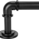 OLV Black Industrial Curtain Rods for Windows 66 to 120 Inch(5.5 to 10 Feet), 1 Inch Diameter Blackout Wrap Around Adjustable Heavy Duty Window Drapery Rods, Indoor and Outdoor