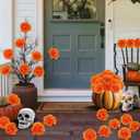 100PCS Marigold Flower Heads with Stems Artificial Cempasuchil Flowers for Da de Los Muertos Altar, Day of The Dead Decorations, Halloween, Mexican Party, DIY Garland & Wreath DcorOrange