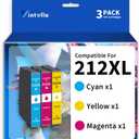 Remanufactured Ink Cartridge Replacement for Epson 212 212XL T212 T212XL Ink Cartridges Color Only for Workforce WF-2830 WF-2850 Printer (1 Cyan, 1 Magenta, 1 Yellow)