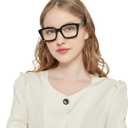 3 Pack Oversize Square Design Reading Glasses for Women, Blue Light Blocking Reader (Black&leopard&transparent)