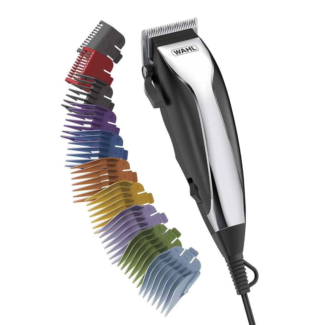 Wahl Home Haircutting Corded Clipper Kit with Adjustable Taper Lever, and 10 Color Coded Guards for Easy Clipping & Trimming - Model 79722 (20 Piece Set)
