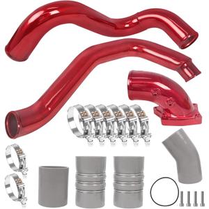 Turbo Intercooler kit Pipe Boot and Intake Elbow for 2003-2007 Ford F250 F350 F450 F550 Super Duty Intercooler Pipe Boot kit 6.0L Powerstroke Diesel-Red