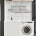 Industrial Pipe Clothes Rack Floating DIY Wall Mounted, Heavy Duty Rustic Vintage Clothing Rod, Metal Garment Bar Space-Saving Hanging for Bedroom, Bathroom and Laundry Room (White 20 inch)