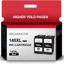 PG-145XL Ink Cartridges Black Combo Pack Replacement for Canon 145XL 145 PG 145XL High Yield for PIXMA TS3110 iP2810 MG2410 MG2510 MG2910 MG3010 (2 Black)