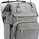 LOVEVOOK 17.3 Inch Laptop Backpack, Large Travel Backpack for Women, Water Resistant Teacher Backpack with Laptop Compartment, Professional Business Work bags with Charger, Austere Grey