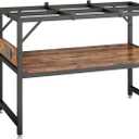 20-30 Gallon Fish Tank Stand with Power Outlets,Aquarium Stand with 2-Tier Storage Shelves,Heavy Metal Reptile Turtle Tank Stand,Fish Tank Shelf,600LBS Capacity,30"L ×11.8"W ×20.5"H - Rustic Brown