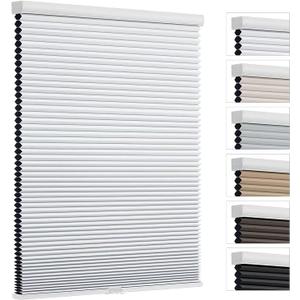 Changshade Cordless Cellular Shades, Blackout Room Darkening Black Out Honeycomb Blinds for Indoor Windows Bedroom, Pull Down Pleated Accordion Blind Easy Install, Shade Size 26.5" W x72 H, White