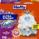 Hefty Ultra Strong 13 Gallon Trash Bags, Tall Kitchen Trash Bags 13 Gallon Size, Resist Leaks, Punctures, and Rips, Continuous Odor Control, White, Fabuloso Scent, 110 Bags