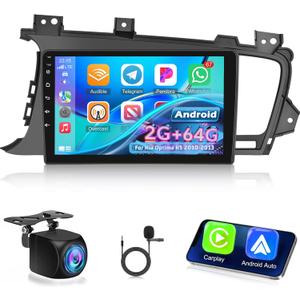 [2+64G] NHOPEEW Car Radio for KIA Optima K5 2010 2011 2012 2013 - Wireless Carplay and Android Auto - 9 Inch Touch Screen Android Car Stereo - DSP/GPS/WiFi/SWC/Bluetooth + AHD Backup Camera