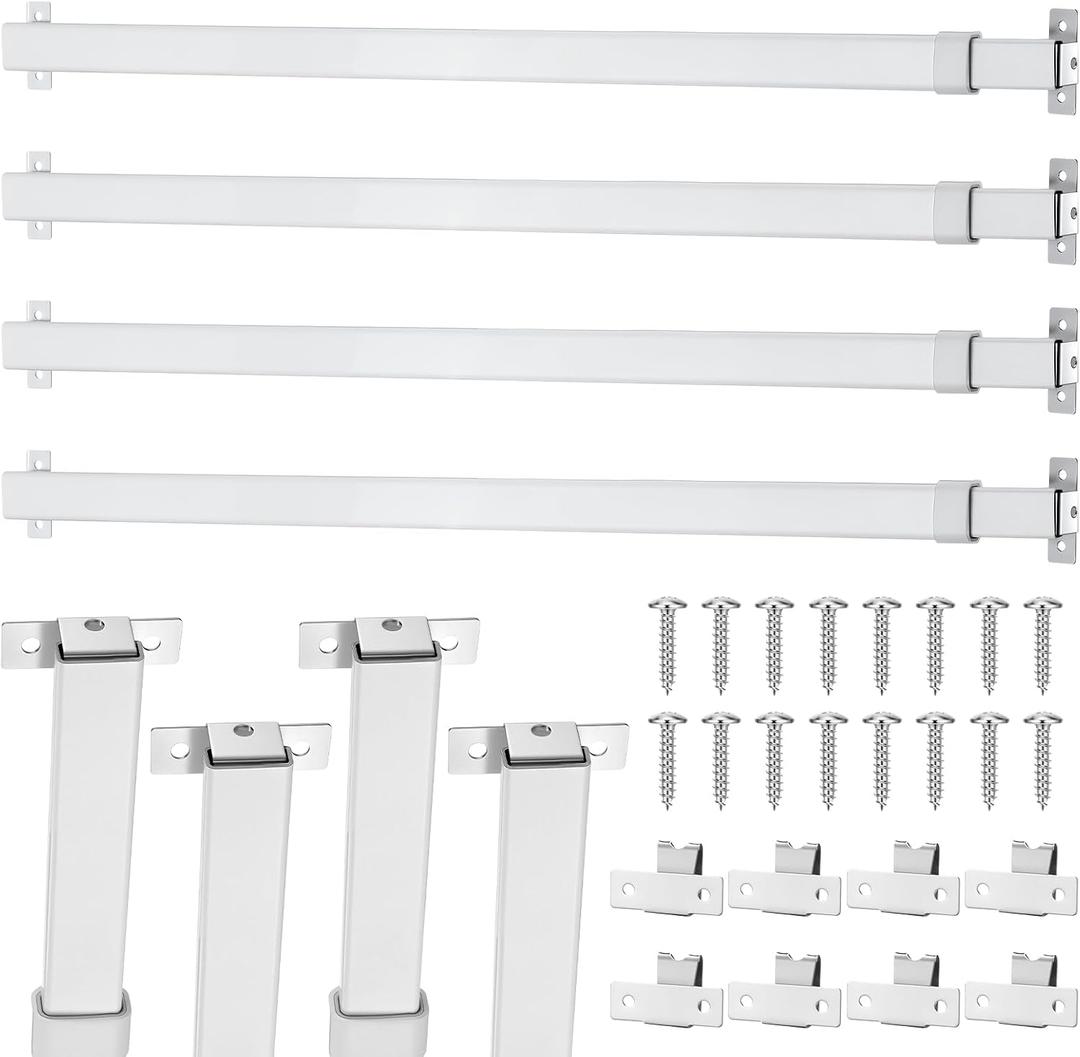 DoubleFill 4PCS sidelight curtain rods 18" - 28" flat curtain rod Sash Curtain Rods for Window Cupboard Closet