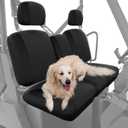 Kemimoto UTV Seat Covers Black, Waterproof Repellent UTV Seat Cover Set w/Headrest Cover Compatible with Can Am Defender Front Two Doors Split Bench Seat Covers- Black