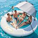 Inflatable Water Hammock, 8FT Lake Float for Adults, 660 LB Capacity, Sun Chill Float Ring with Cooling Mesh Center & Removable Shade Canopy, Drop-Stitch Platform for Pool, Lake & River
