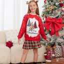 PATPAT Girls Sweatshirts Size 5-14 Years Graphic Pullover Long Sleeve Crewneck Shirt Cute Cartoon Casual Clothes for Girls (Red)