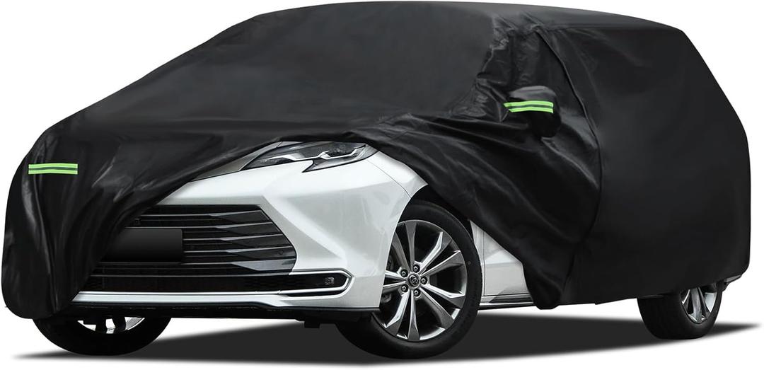 Car Cover Custom Fit for Toyota Sienna 1997-2026, Migaven Waterproof Full Exterior Cover Sun Rain Protection with Door Zipper and Cotton Lining, Black