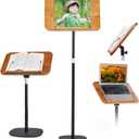 Adjustable to 67in Standing Book Stand, Book Holders for Reading Hands Free with Pedestal,Wood Music Sheet Podium& Bible& Cookbooks Display Stands