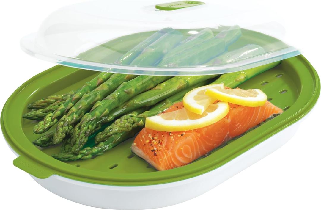 GoodCook Everyday Microwave Steamer  Vegetable & Fish Cooker, Preserves Vitamins & Nutrients, Quick Dinner & Meals, Adjustable Steam Release Vent (12 inches x 8 inches x 2.7 inches)
