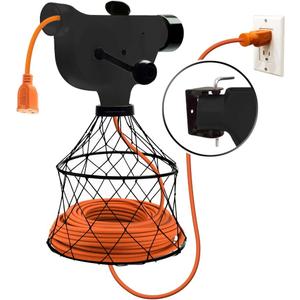 Extension Cord Winder Organizer, Transportable from Wall to Wall with 2 Fixed and 1 Swivel Wall Mount