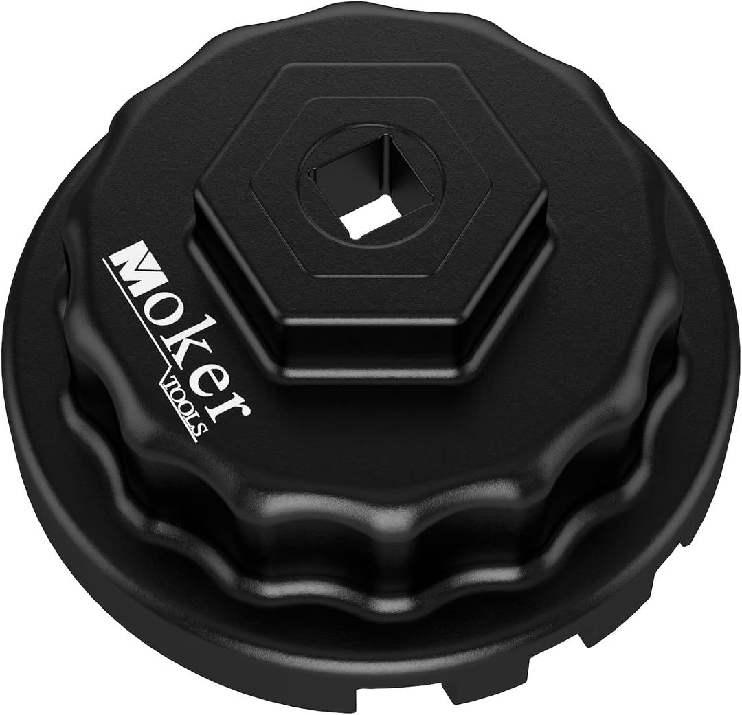 Moker Upgraded for Toyota Oil Filter Wrench, 64mm 14 Flute Aluminum Tool for Easy Oil Filter Removal, Compatible with Toyota, Lexus, and Scion Vehicles Equipped with 2.5L to 5.7L engines (Black)