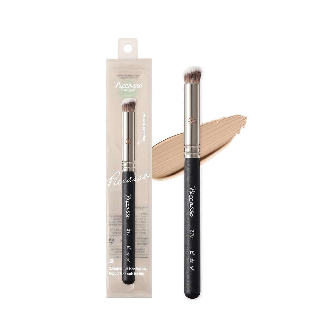 Piccasso 270 Concealer Brush Large Angled Brush for Face Makeup, Under Eye Concealer, and Liquid Blush, Soft Bristles for Cream and Liquid Products, Korean Makeup Brush for Pore Coverage (Taps Over Pores, Smooths Skin) Piccasso 270 Concealer Brush Large Angled Brush for Face Makeup, Under Eye Concealer, and Liquid Blush, Soft Bristles for Cream and Liquid Products, Korean Makeup Brush for Pore Coverage (Taps Over Pores, Smooths Skin)