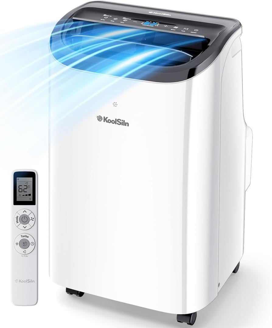 12,000 BTU Portable Air Conditioner Cools Up to 550 Sq.Ft, Auto-Evaporation Low Noise Portable AC Unit with Remote Control Fits for Large Room, Office, Garage, White