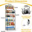 Retail Snack Display Stand,5-Tier Black Metal Storage Shelf Brackets with Wheels & Hooks,Metal Storage Shelves Heavy Duty, Retail Display Shelves Racks,Snack Organizer Stand Display Supplies, 67 inches x 23.6 inches x 10.6 inches