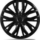 15 Inch Gloss Black Sporty 10-Spoke Design Universal Wheel Covers Hubcaps for Steel Wheels, Set of 4, Patented Adjustable Snap-On Design, Tool-Free Install
