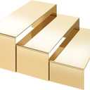 Purse Display Stand, 3 Pcs Large Stainless Steel Gold Risers Display Stands for Food Dessert Cupcake Shoe Perfume Jewelry Handbag Purse Figure