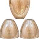 3 Pack Clear Amber Crackle Bell Shade Glass Lamp Shade Replacement, 5.9"W x 5"H, 1-5/8 Inch Fitter, Farmhouse Crackle Effect Glass Cover for Chandelier Pendant Light Wall Sconce Lighting Fixture