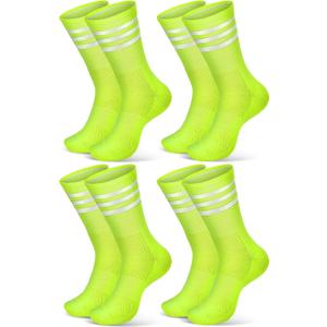 4 Pairs Glow in Dark Socks Cycling High Reflective Running Socks Night Safety Hosiery Compression Athletic