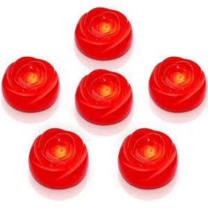 Enido Flameless LED Floating Candles Battery Operated Waterproof Plastic Tealights Pack of 6, Centerpieces at Wedding, Party,Valentine's Day (Red)