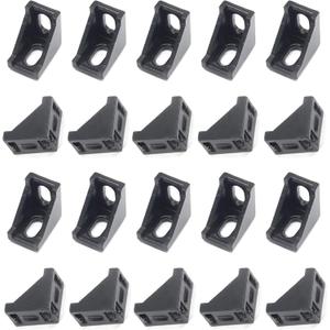 2 x Zeberoxyz 20PCS 2028 Corner Bracket Black Right Angle 20Series 2 Hole Aluminum Brackets for Slot 6mm Aluminum Extrusion Profile Accessories (20pcs Black)