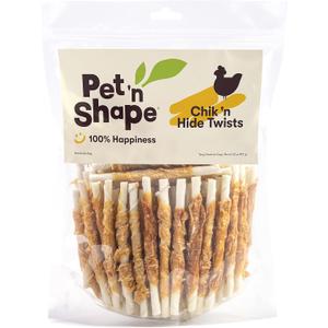 Pet 'n Shape Hide Twists  Chicken Wrapped Rawhide Dog Treats - Small Twist - 2 Pounds