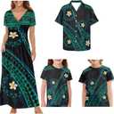 Matching Hawaiian Outfits for Couples,Polynesian Dress & Man Shirt Matching Couples Outfits Family Matching Outfits (XL)