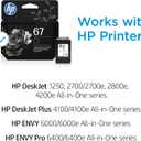 HP 67 Black Ink Cartridge | Works with DeskJet 1255, 2700, 4100 and Envy 6000, 6400 Series, Eligible for Instant Ink, 3YM56AN | Packaging May Vary