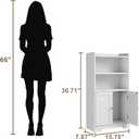 ChooChoo Small Bathroom Storage Cabinet, Narrow Toilet Paper Cabinet with 2 Door and Shelves, Freestanding Bathroom Floor Cabinet and Organizers for Small Spaces, 7.8" D * 15.7" W * 30.7" H, White, 15.75W*7.87D*30.71H