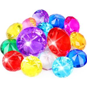 MARFOREVER 15Pcs Large Diving Gem Pool Toys - 2 Extra Big 60mm Diamond and 13 Colorful 40mm Big Acrylic Diamond Pool Gem Set Summer Swimming Party Favors Underwater Gem Diving Toy for Boys and Girls
