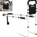 Bed Assist Rail for Elderly - ASTM Approved, 350 LBS Capacity, Tool-Free Assembly, Non-Slip Ergonomic Handle with Storage Pocket, Safe Bed Rails for Seniors (Medium, Black Straight Handle)
