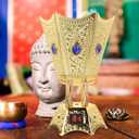TEHAUX Electric Incense Burner Plug-in Arabian Bakhoor Burner for Home and Office Metal Electric Incense Holder for Middle Eastern Fragrance Desktop Censer for Yoga Spa Decor 4.48 Inch (Golden Us)