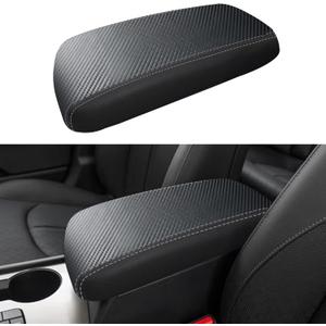 Car Center Console Armrest Cover for Kia Optima 2016 2017 2018 2019 2020 Leather Anti-Scratch Central ArmRest Box Lid Seat Cover Protector Cushion Saver Interior Accessories(Carbon Fibre+Black)