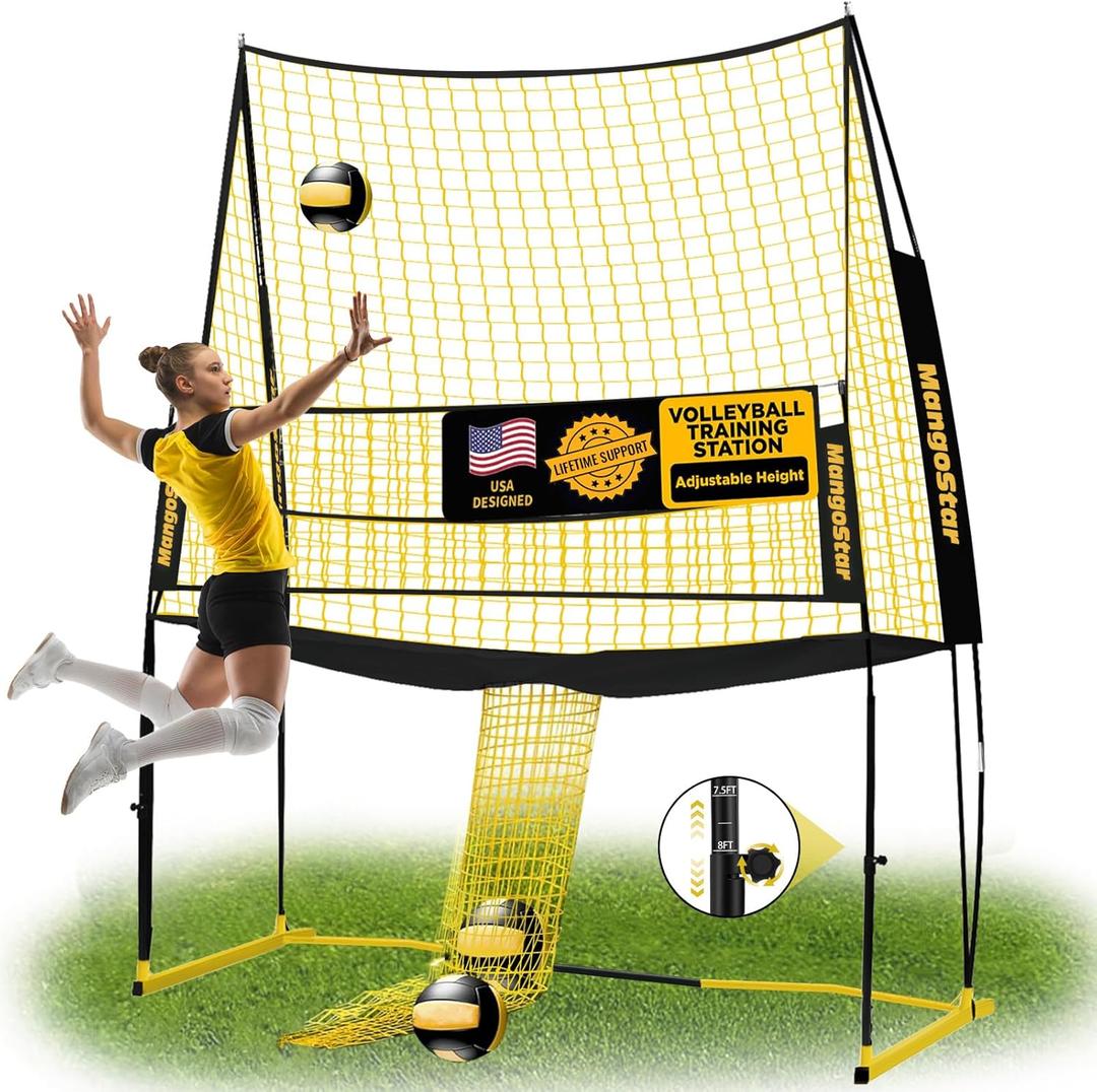 MangoStar Volleyball Training Equipment, Volleyball Net System with Freely Height-Adjustable for Backyard, Volleyball Practice Net for Serving Setting Spiking, Easy Set Up for Indoor and Outdoor Use, 11*8 ft