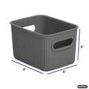 Superio Ribbed Collection - Decorative Plastic Basket Open Home Storage Bins Organizer, Small Grey (1 Pack) Container Boxes for Organizing Closet Storage Bins for Shelves Drawer Shelf 1.5 Liter
