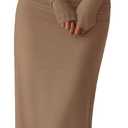 BTFBM Women Bodycon Maxi Dress Fall 2025 Long Sleeve Ruched Elegant Party Cocktail Formal Wedding Guest Dresses (Brown, XL)