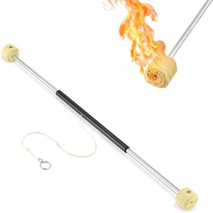 Shimeyao 2.3 ft (27.6") Fire Staff Stick Shooting Twirling Baton Fire Levitation Wand Dancing Wand for Performances Double Wicks, Cushion Grip for Beginners to Professionals