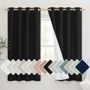 NICETOWN Vintage Open Linen Weave Flax Thermal Curtains, 100% Blackout Curtains 48 inches Long for Dining Room, Soundproof Window Treatment Drapes for Cupboard, Black, 52" Wide Per Panel, Set of 2 (52"W x 48"L (Pack of 2))