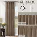 l05 Inch Linen 100% Light Blocking Curtains Drapes 105 Inches Long 2 Panels Set for Bedroom Neutral Pinch Pleated Black Out Thermal Light Brown Curtain for Summer Heat Energy Efficient Latte