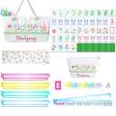 Ceenna American Mahjong Set Complete 160 Pcs Tile/Pushers/Carrying Bag/dice/Chips, 1.2 Inch Green Back Melamine Mahjong Tiles, Hand Carved Pattern for Adult Mah Jong, Beginners (Classic)