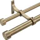 Double Curtain Rods with Aluminum End Cap and Full Surround Brackets,1"Front and 5/8" Back Rod,Adjustable between 72 to 144 Inches (6-12 Feet), Antique Bronze Double Window Drapery Rod