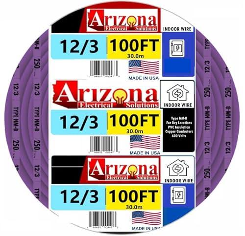 100 FEET 12/3 Type NM-B Copper. #12 AWG, 3 Conductors with Ground. Insulated Jacket Purple