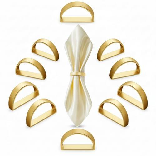 100 Pcs Stainless Steel Napkin Rings Metal Napkin Ring Holders Spring Modern Serviette Buckles Metallic Adornment for Summer Table Kitchen Dinner Party Wedding(Matte Gold Semicircle)